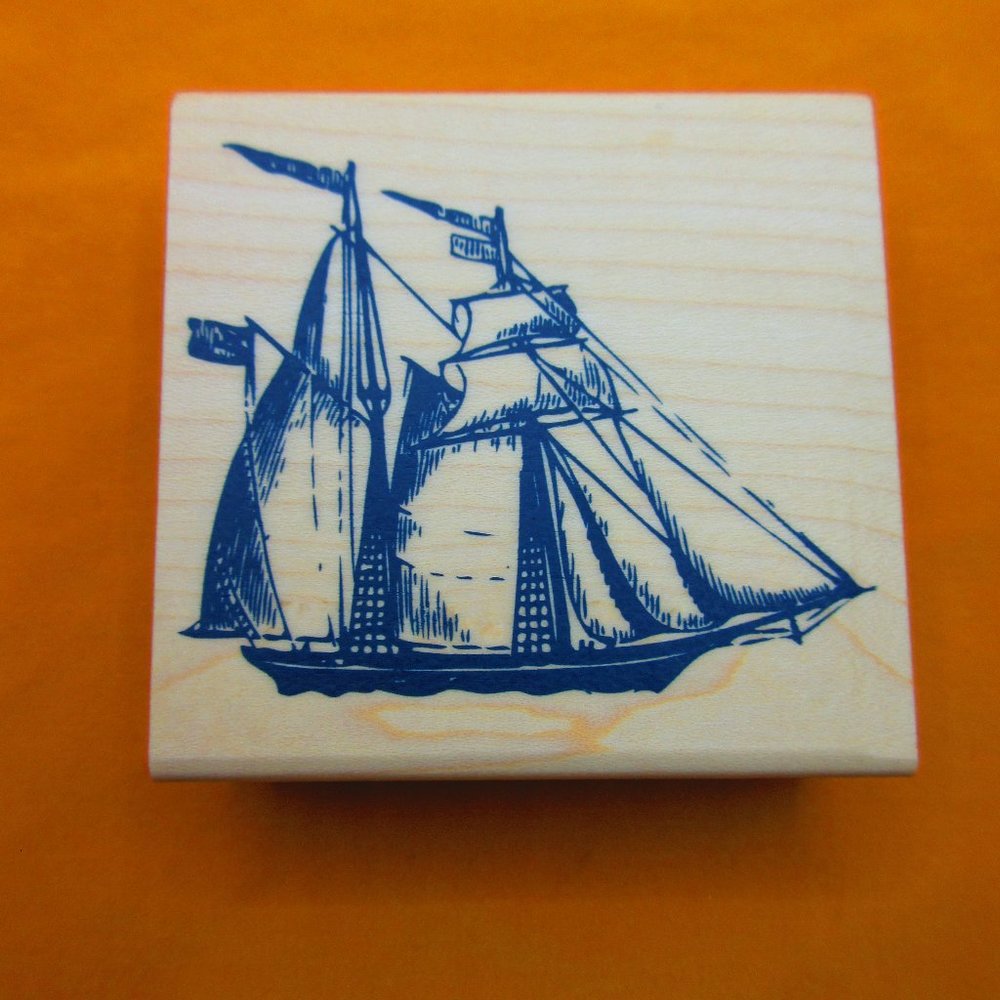 Sailing Ship Rubber Wood Mounted Stamp